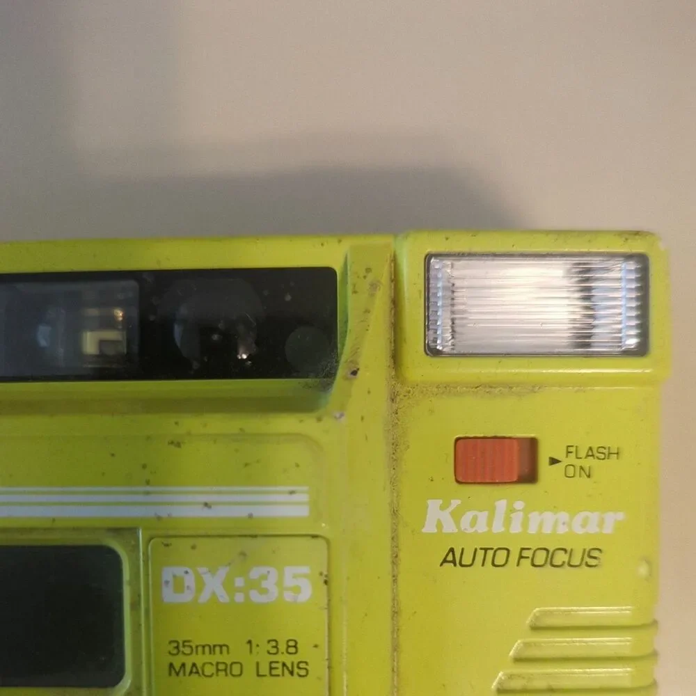 Vintage VTG Kalimar DX:35 Yellow 35mm Auto Focus Camera-circa 1985 Not Tested